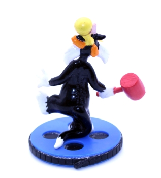 Looney Tunes Figur Sylvester mit Tweety auf Kopf auf Standbase (Filmrolle) von Warner Bros